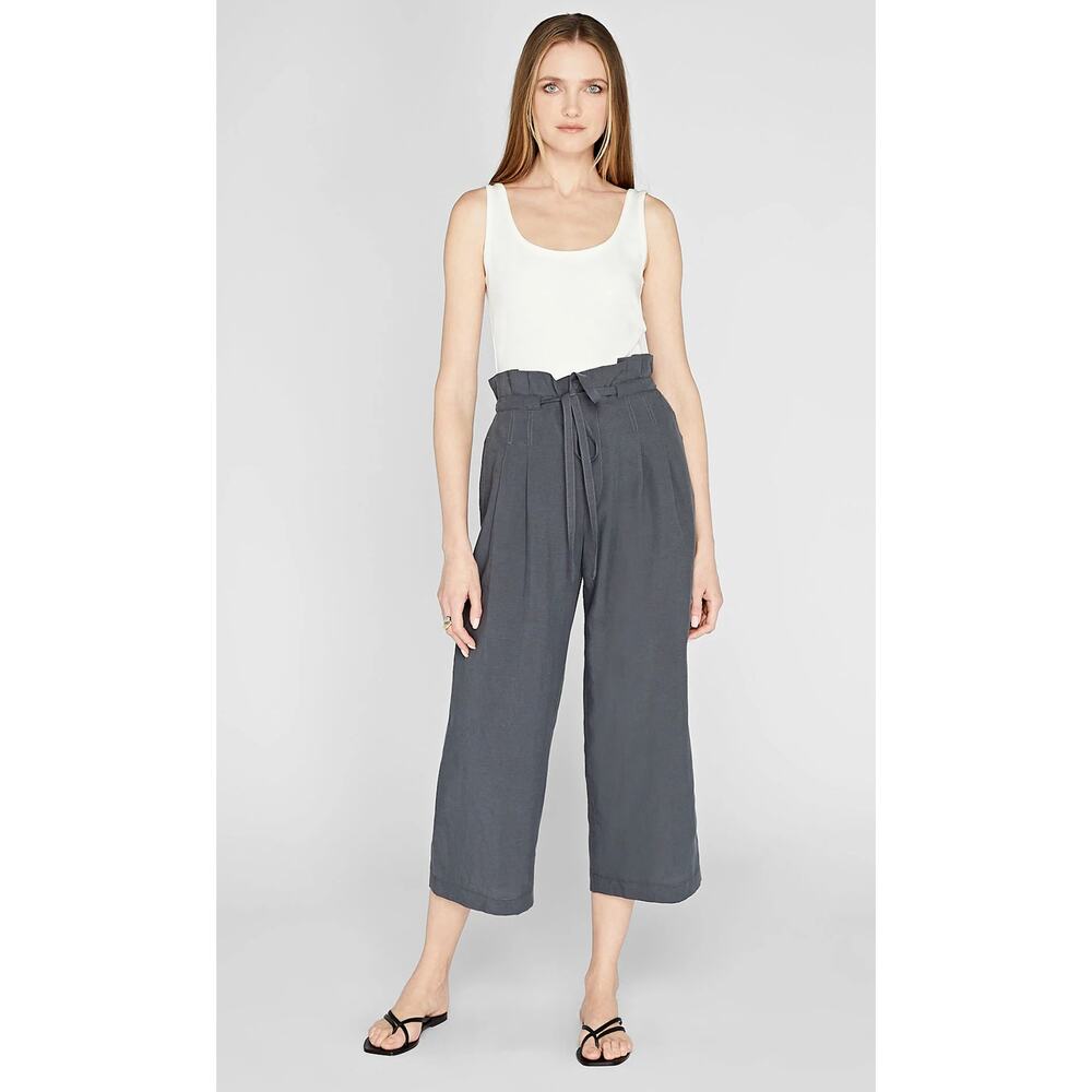 Club Monaco Womens 6 Sage Green Anreannah High Waist Linen Wide Leg Crop Pants